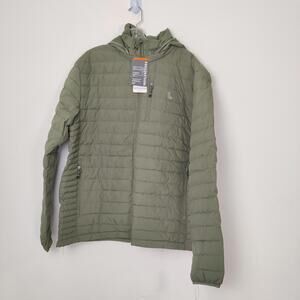 Lolë Men’s Packable Down Puffer Jacket Olive Green Hooded XXL